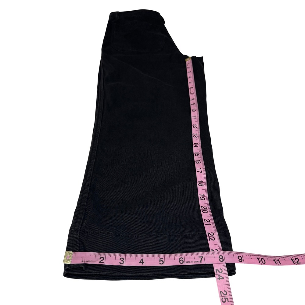 Quince Women's Black Crop Pants 28 High Rise Wide Leg Utility Pockets Casual - Picture 9 of 9